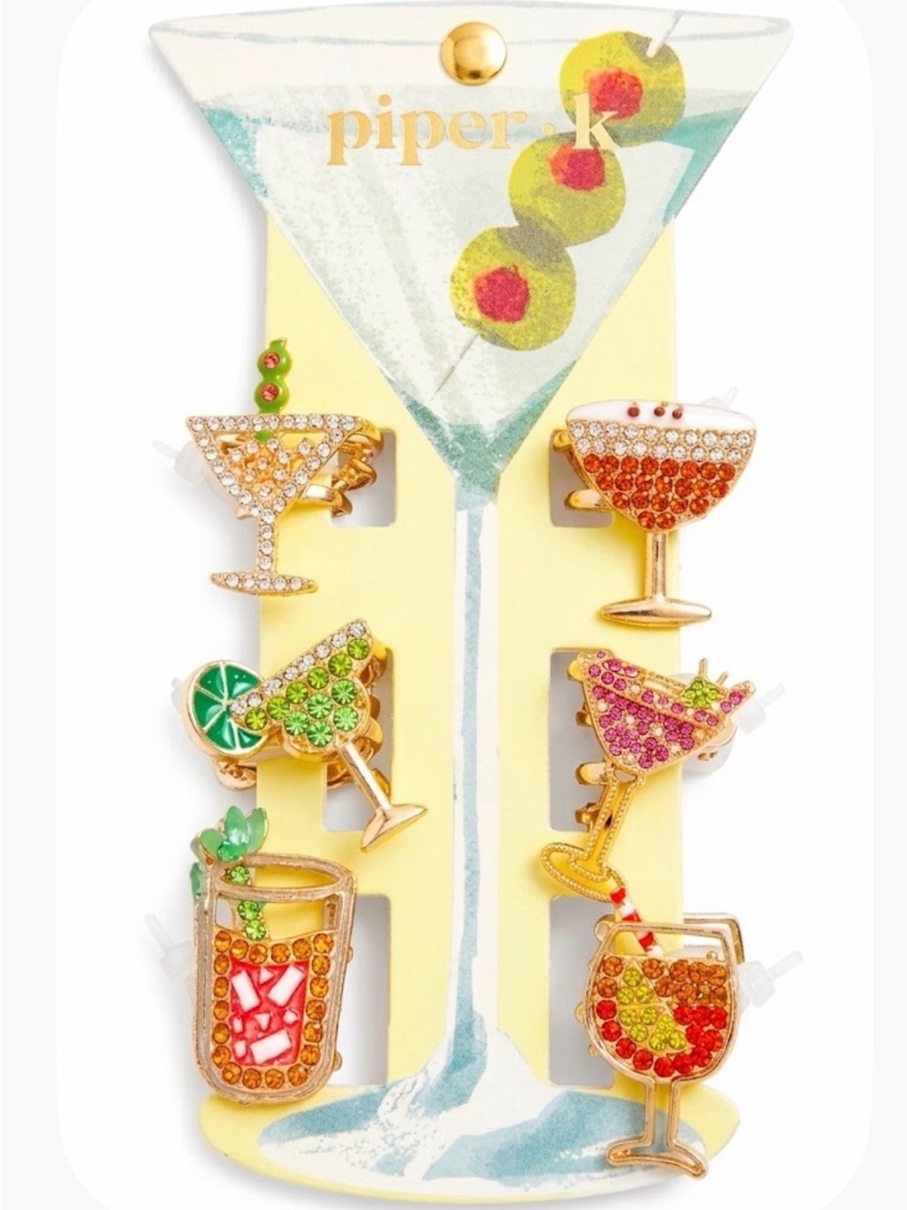 NWT ⚜️🍸⚜️ Piper K Cocktails Metal Claw Hair Clip Set of 6!